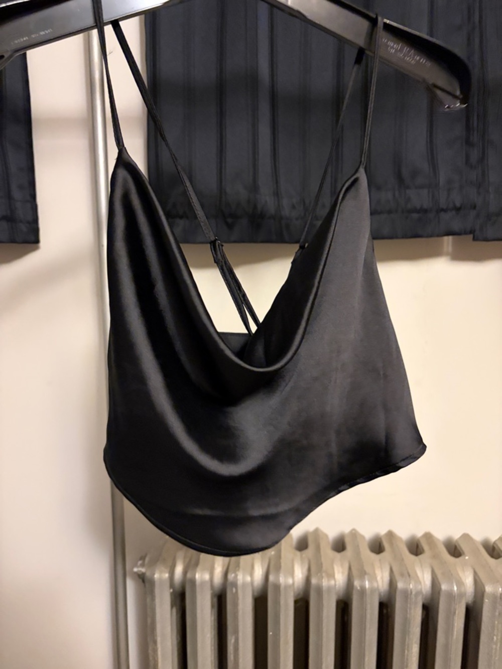 Black Satin Cowl Neck Camisole